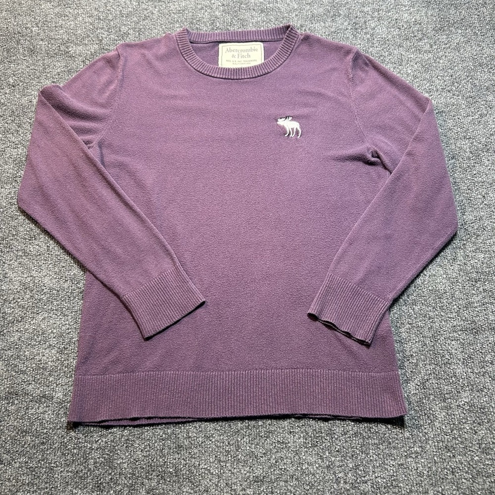 Abercrombie & Fitch Sweatshirt Mens Small Purple Crewneck Big Logo Pullover